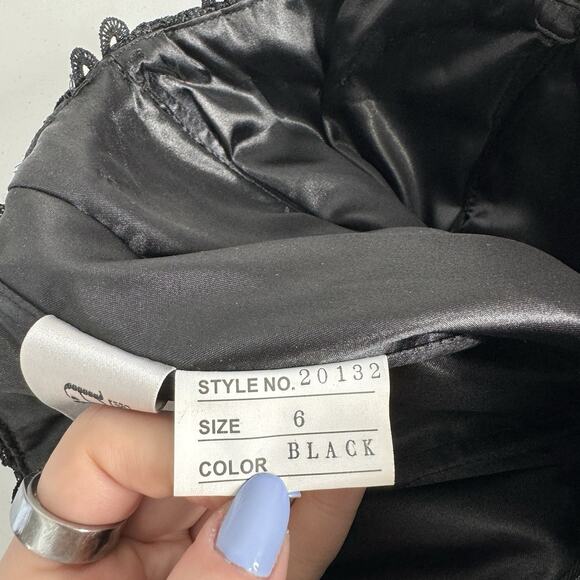 Serena London Dress Womens 6 Black Floral Lace Strapless Cocktail Evening Formal - Picture 11 of 12